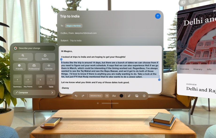 Apple Intelligence feature Comes to Apple Vision Pro in April