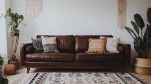 what colour goes with brown leather sofa